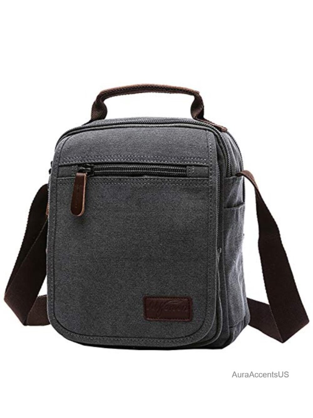 Small Canvas Messenger Bag Crossbody Shoulder Bag with 9 Pockets